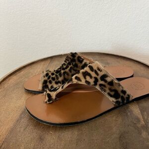 ATP Atelier Leopard Rosa Cannella Cut-Out Flat Sandals Women's Size 40 US 10